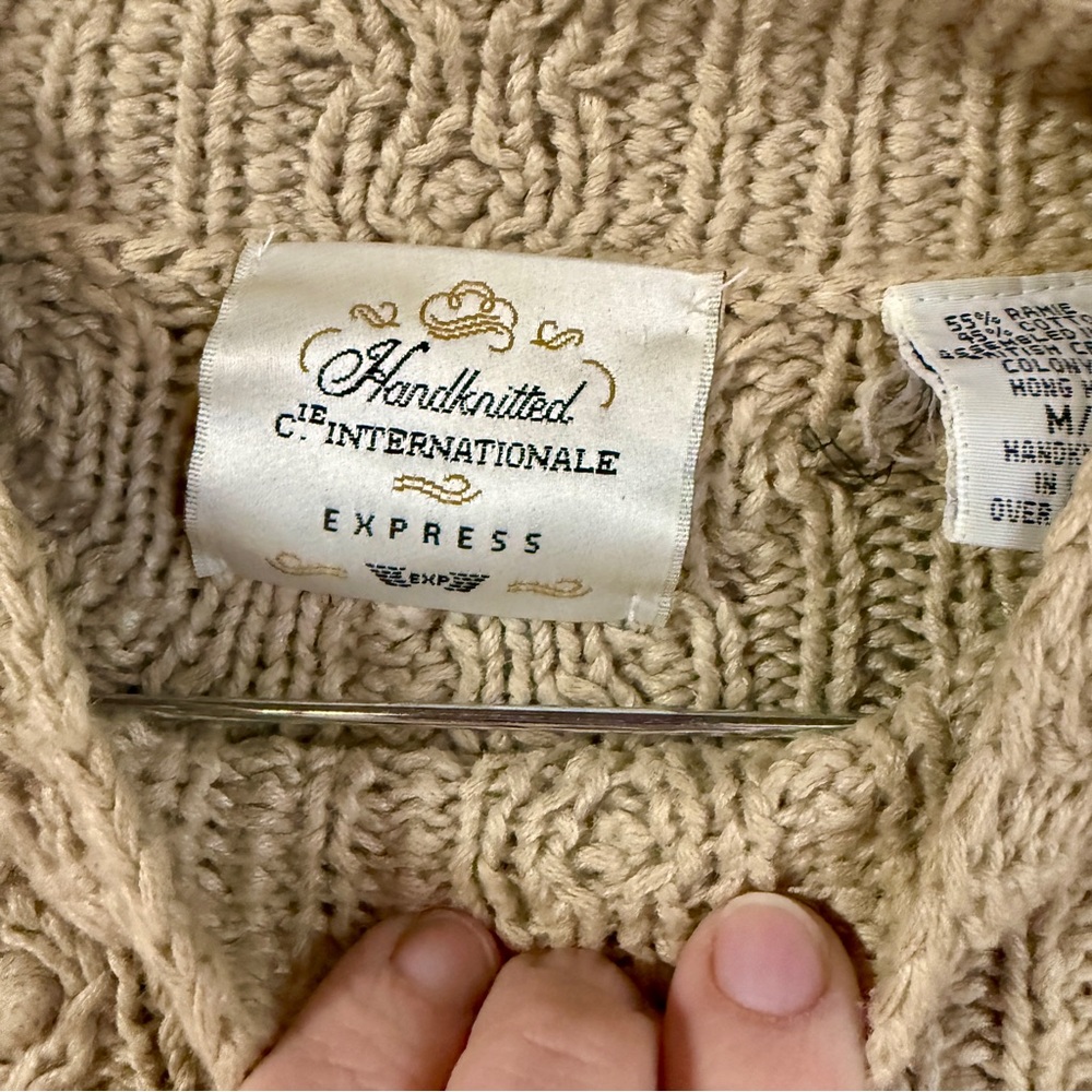 Vintage Express Cable Knit Crewneck Sweater - Beige - Picture 4 of 8